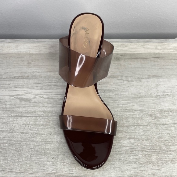 Aldo plum brown lucite wedge heels size 10 - Picture 6 of 14
